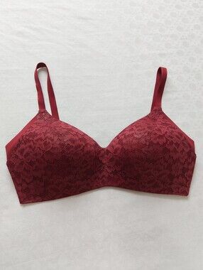 Knix Lace Wingwoman Wireless Contour Bra Size 7 Red Padded Adjustable Straps
